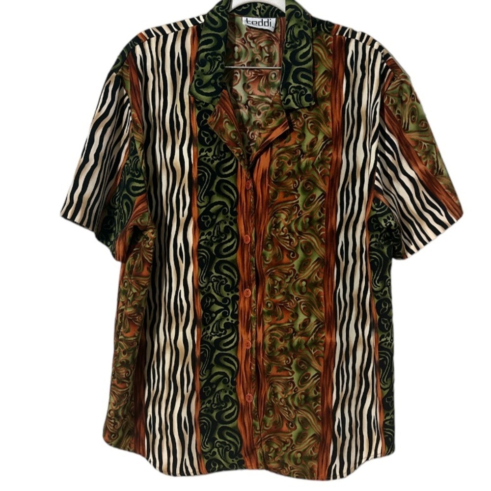 Teddi mixed print resort shirt l